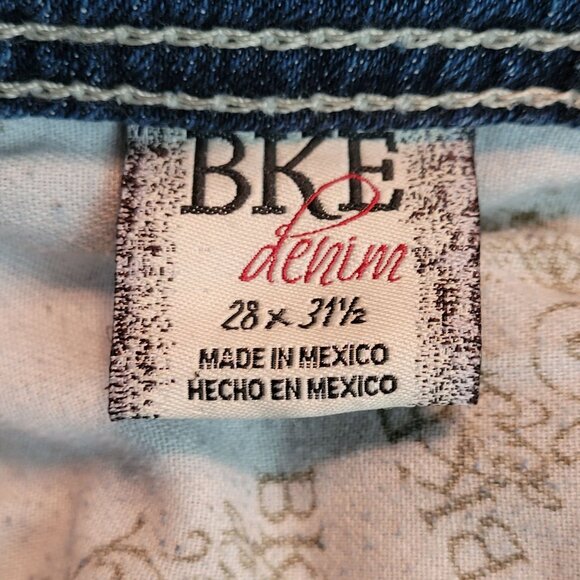 BKE Jeans 28 R Sabrina Flare Low Rise Ripped Thick Stitch Stretch Boho Western - Picture 5 of 12